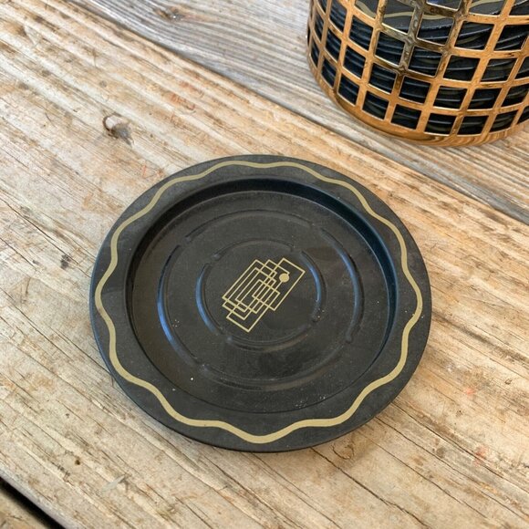 Vintage Seagram's Metal Jar with Coasters Set of 12 - Picture 2 of 4